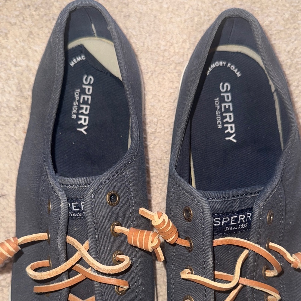 Sperry Dark Blue Sneakers with Brown Laces - Picture 4 of 8